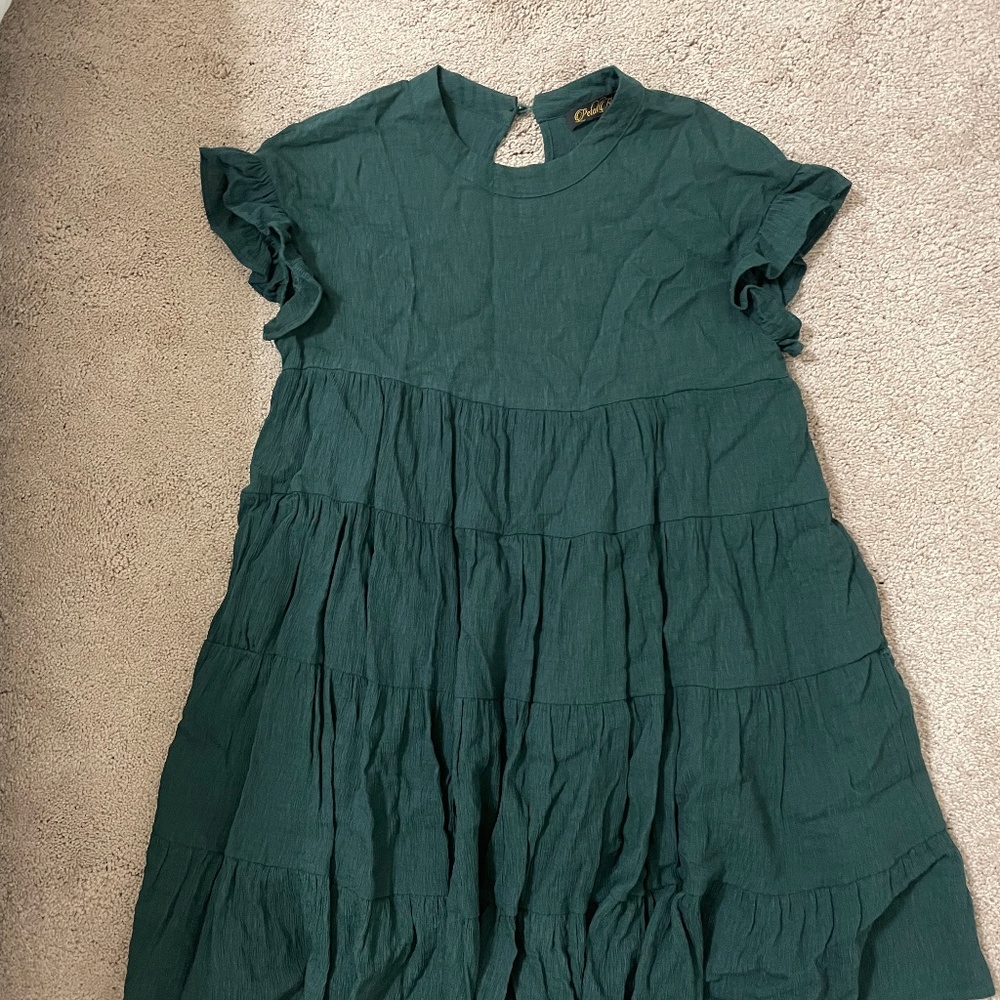Green Babydoll Ruffle Dress